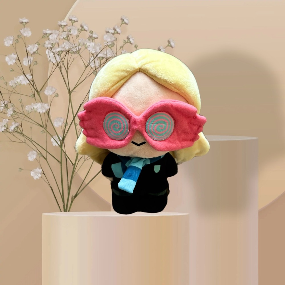 Harry Potter Luna Lovegood Plush Toy with Pink Glasses and Blonde Hair
